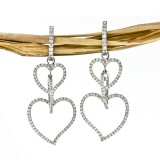 3 Tier Heart Diamond Drop Earrings 2.02Cts tw